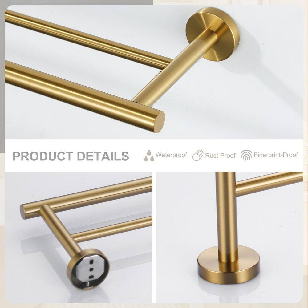 WOWOW Modern 24 in. Wall Mounted Towel Bar in Brushed Gold (3)