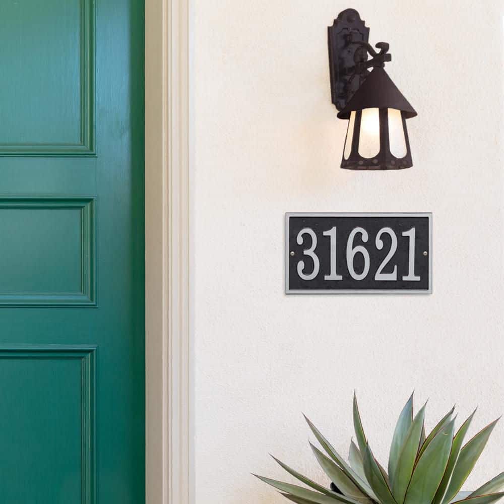 Whitehall Products Fast and Easy Rectangle House Number Plaque, Black/Silver (2)