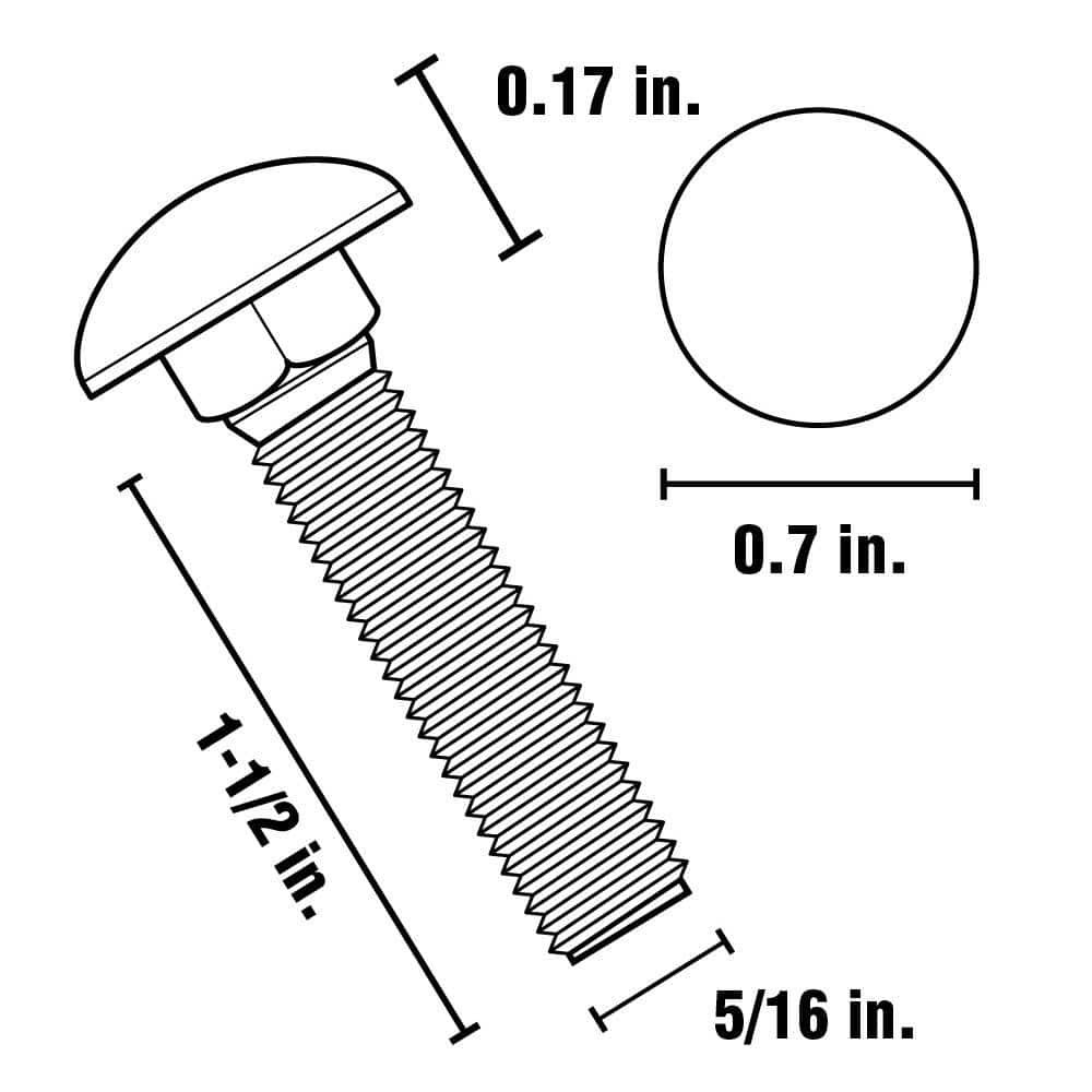 Everbilt 5/16 in.-18 x 1-1/2 in. Galvanized Carriage Bolt (25-Pack) (4)