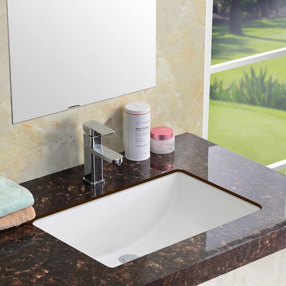 PELHAM & WHITE Packard 21 in. Undermount Ceramic Rectangular Bathroom Sink in White (2)