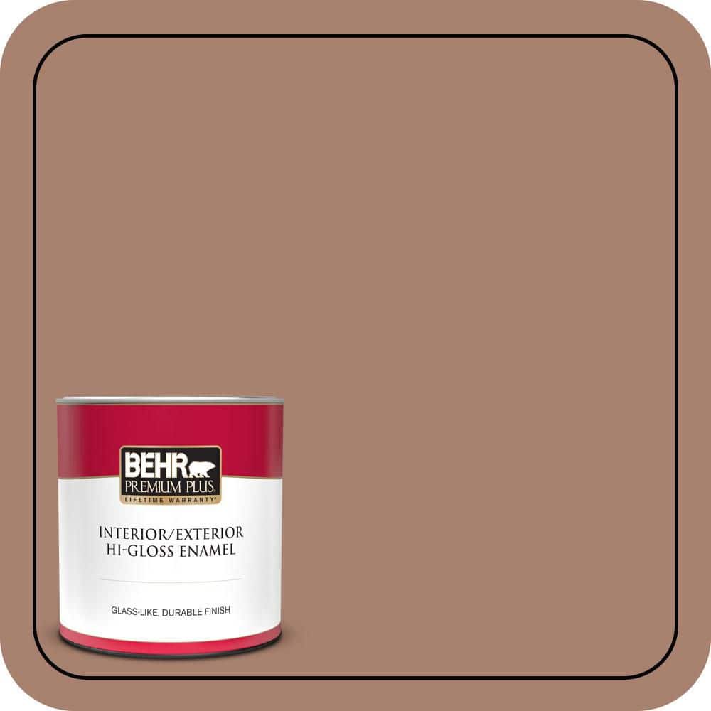 BEHR PREMIUM PLUS 1 qt. #S190-5 Cocoa Nutmeg Hi-Gloss Enamel Interior/Exterior Paint & Primer (3)