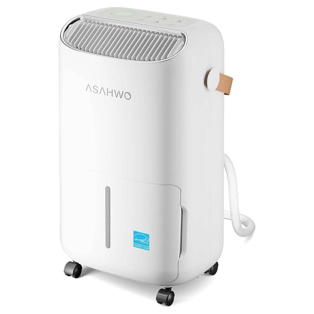 KucyBor 45 pt. 4500 sq. ft. Dehumidifier in White with Bucket, Drain Hose and Timer for Basement, Garage and Damp Rooms