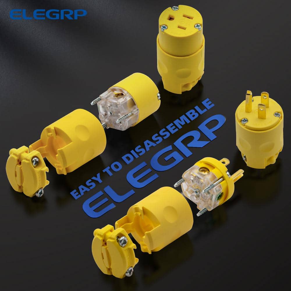 ELEGRP Straight Blade Plug and Connector Set, 15 Amp 125-Volt NEMA 5-15P NEMA 5-15R 2 Pole 3 Wire Grounding, (5-Set) (3)