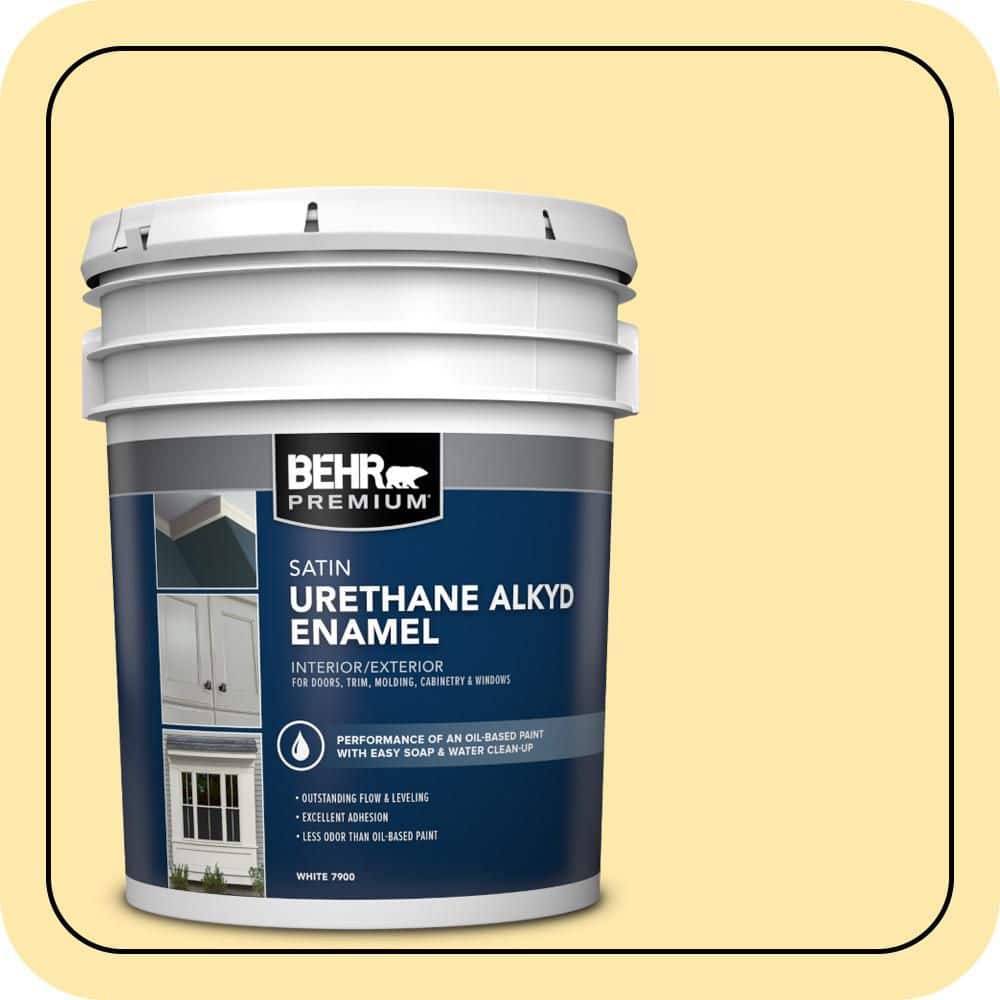 BEHR PREMIUM 5 gal. #P290-2 Sweet as Honey Urethane Alkyd Satin Enamel Interior/Exterior Paint