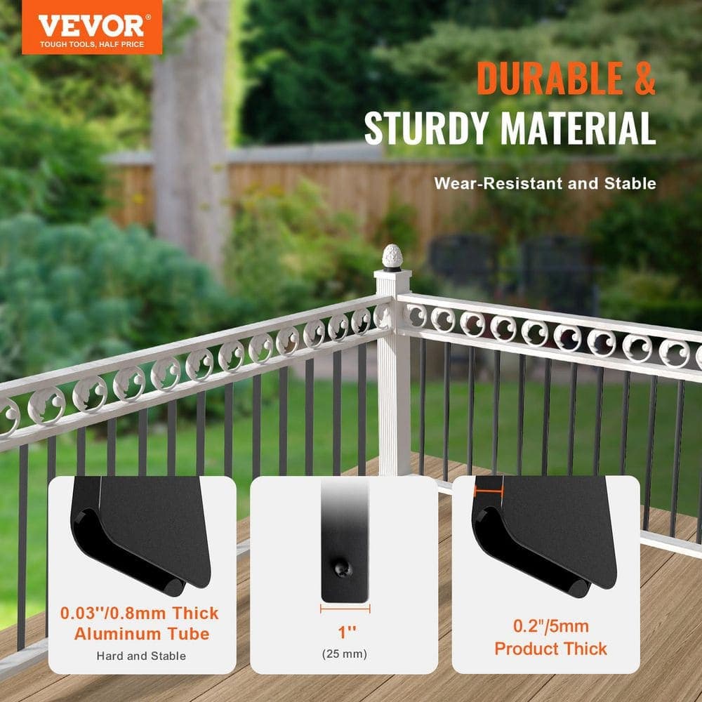 VEVOR Staircase Metal Balusters 32.28 in. H x 0.22 in. W Flat Black Aluminum Alloy Stair Railing Kit Deck Baluster (51-Pack) (2)