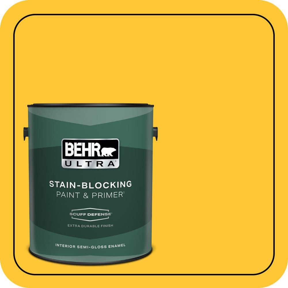 BEHR PREMIUM PLUS #330B-7 Sunflower Enamel Interior/Exterior Paint & Primer Color Sample (1)