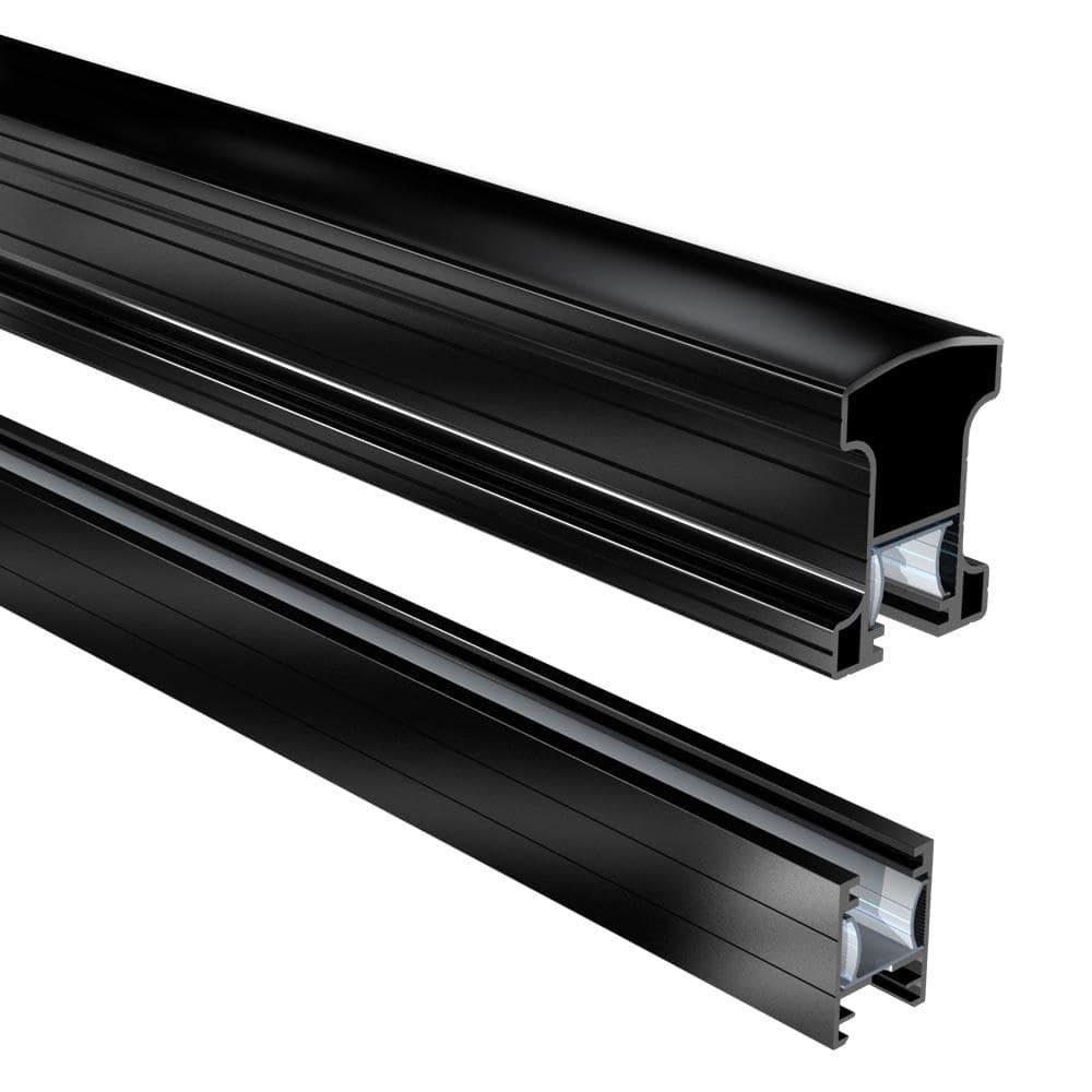 PEAK Aluminum Railing 6 ft. Black Aluminum Deck Railing Stair Hand and Base Rail for 42 in. High System