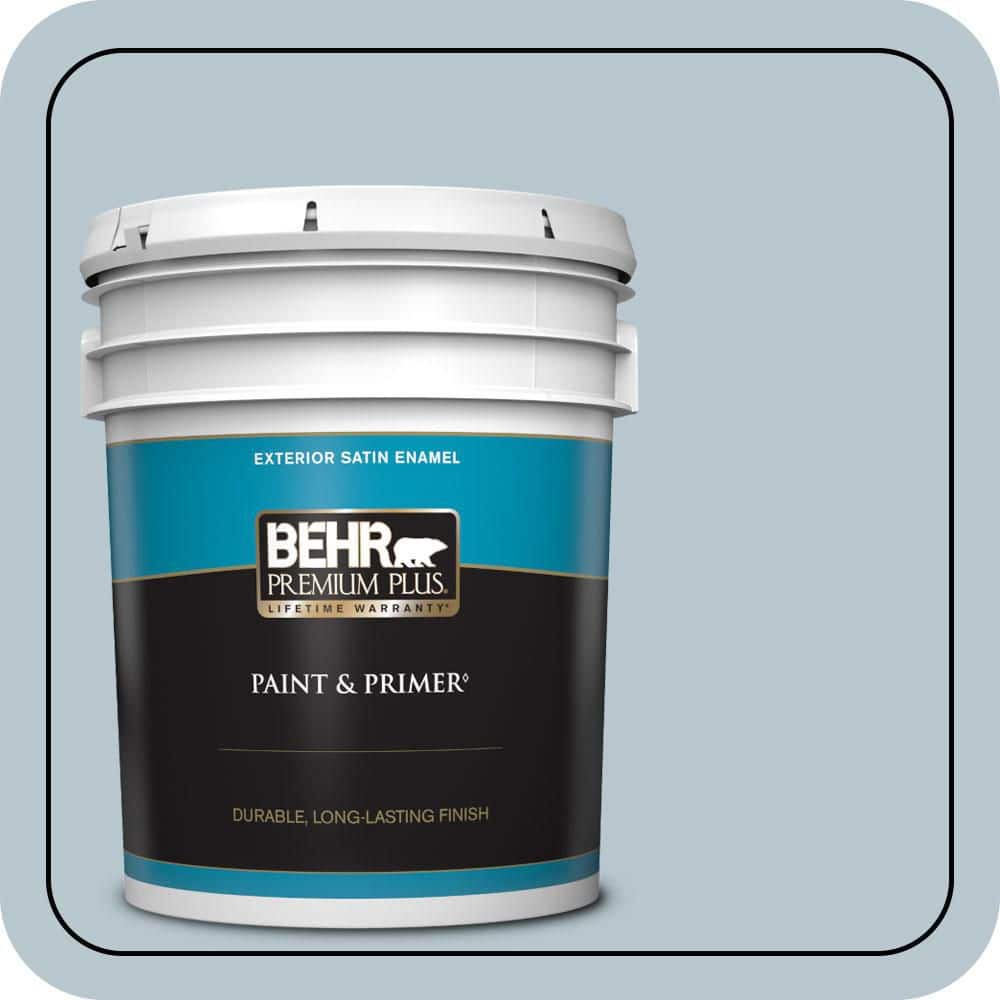 BEHR PREMIUM PLUS 5 gal. #560E-3 Silver Strand Satin Enamel Exterior Paint & Primer