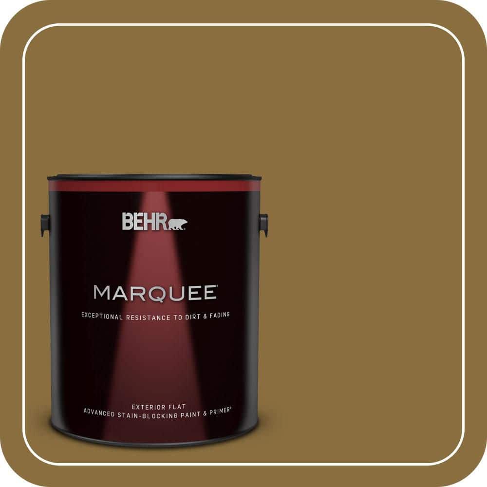 BEHR PREMIUM PLUS 1 Gal. #S310-7A Vintage Brass Flat Exterior Paint and Primer