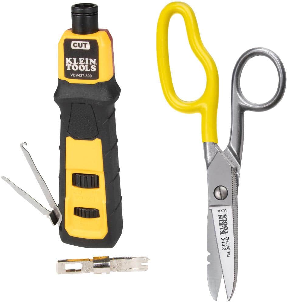Klein Tools Impact Punch Down Tool and Heavy-Duty Scissors Tool Set
