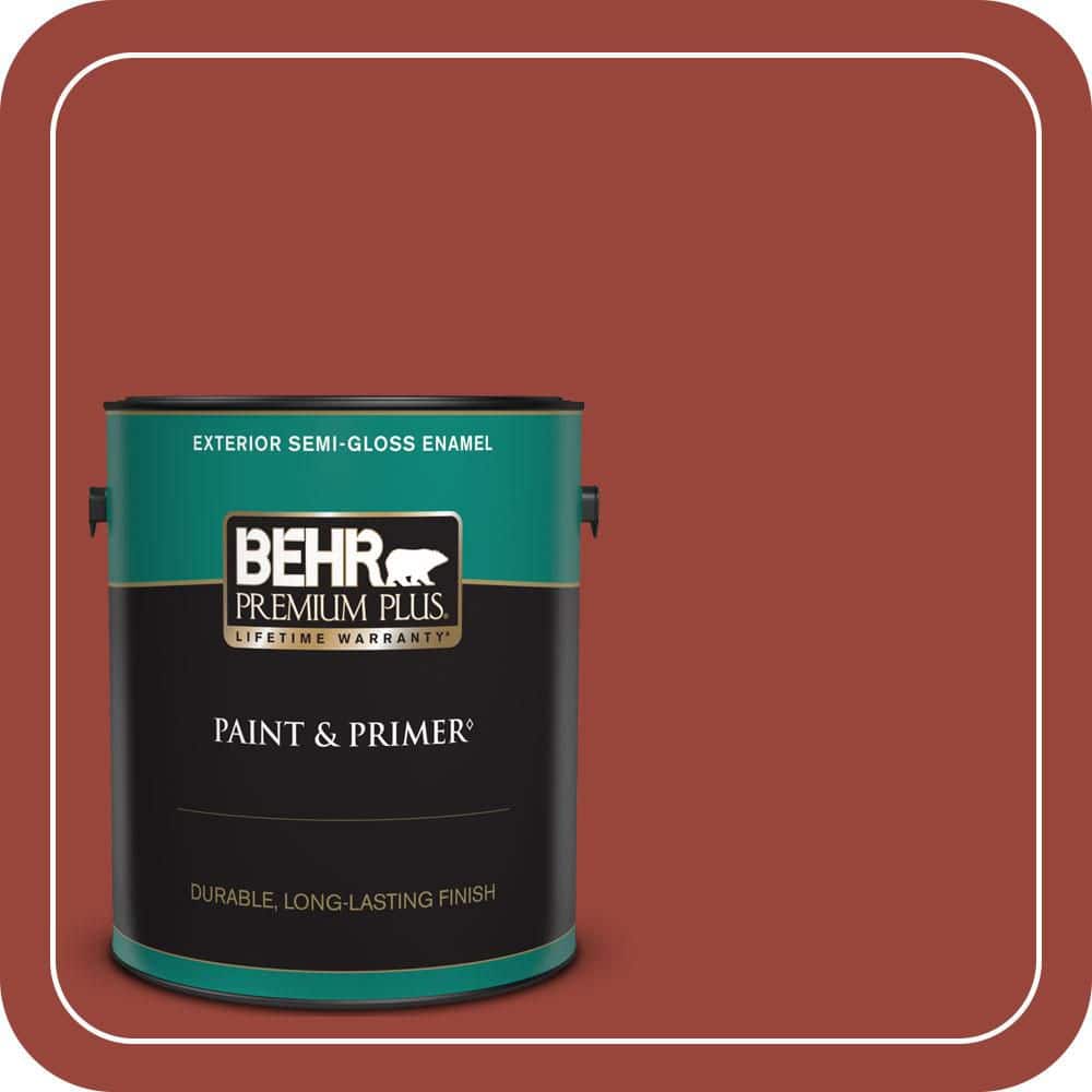 BEHR PREMIUM PLUS 1 gal. #S-H-190 Antique Red Semi-Gloss Enamel Exterior Paint & Primer
