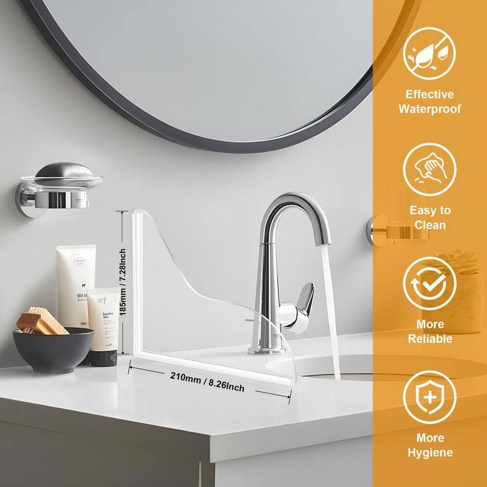 Anqtovp 2 Pack Self-Adhesive Silicone Shower Splash Guard Waterproof Bathtub Corner Water Barrier White Bath Accessory (2)