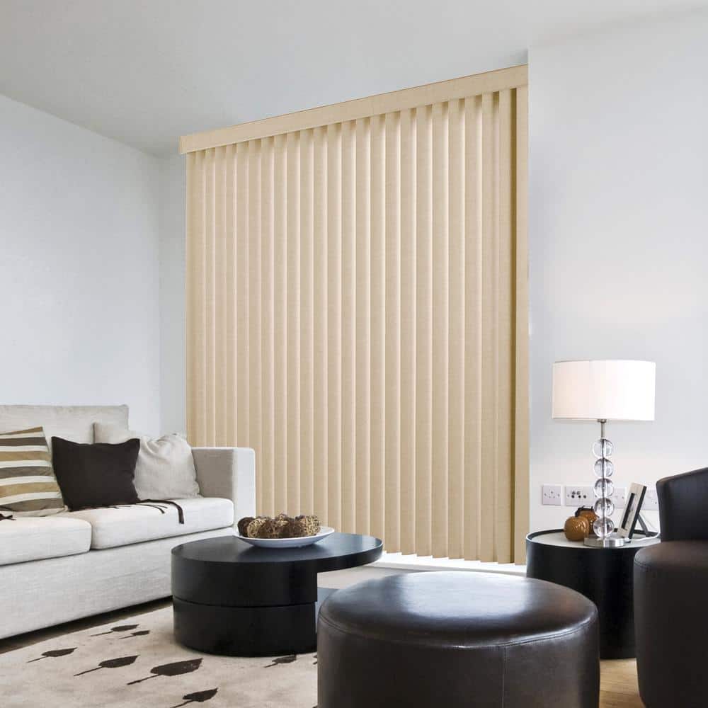 Home Decorators Collection Textured Khaki Cordless Textured Vertical Louvers (9 Pack)-3.5 in. W x 84 in. L (Actual Size 3.5 in. W x 82.5 in. L)