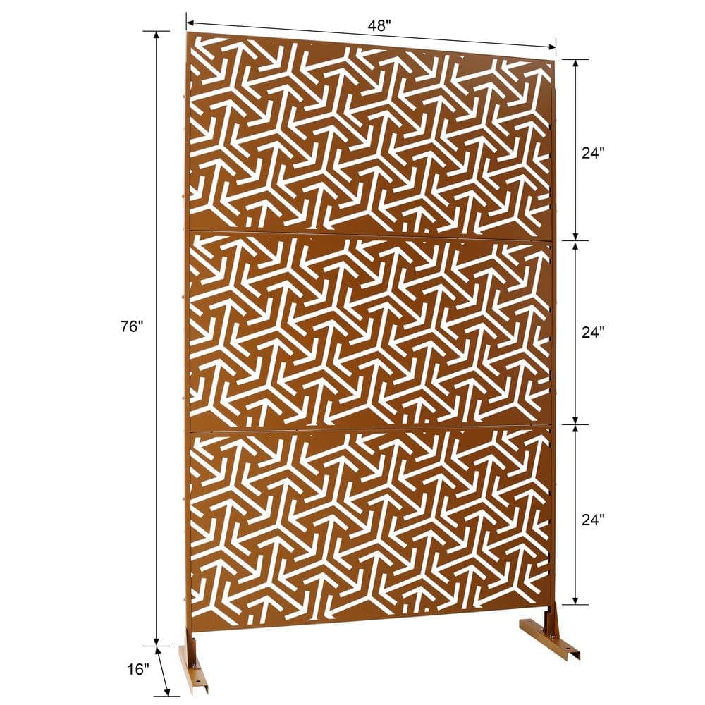 cadeninc 4 ft. x 6.33 ft. Brown Outdoor and Indoor Freestanding Metal Privacy Screen Fence Panels for Lawn Garden (Not Composite) (2)