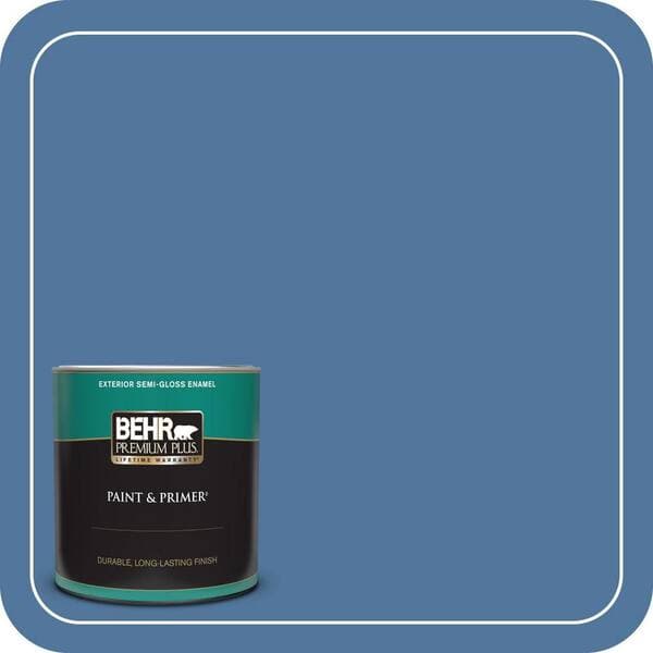BEHR PREMIUM PLUS 1 qt. #580D-6 Liberty Semi-Gloss Enamel Exterior Paint & Primer (2)