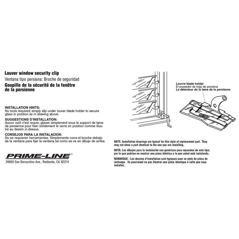 Prime-Line Stainless Steel Jalousie Window Security Clip (20-pack) (3)