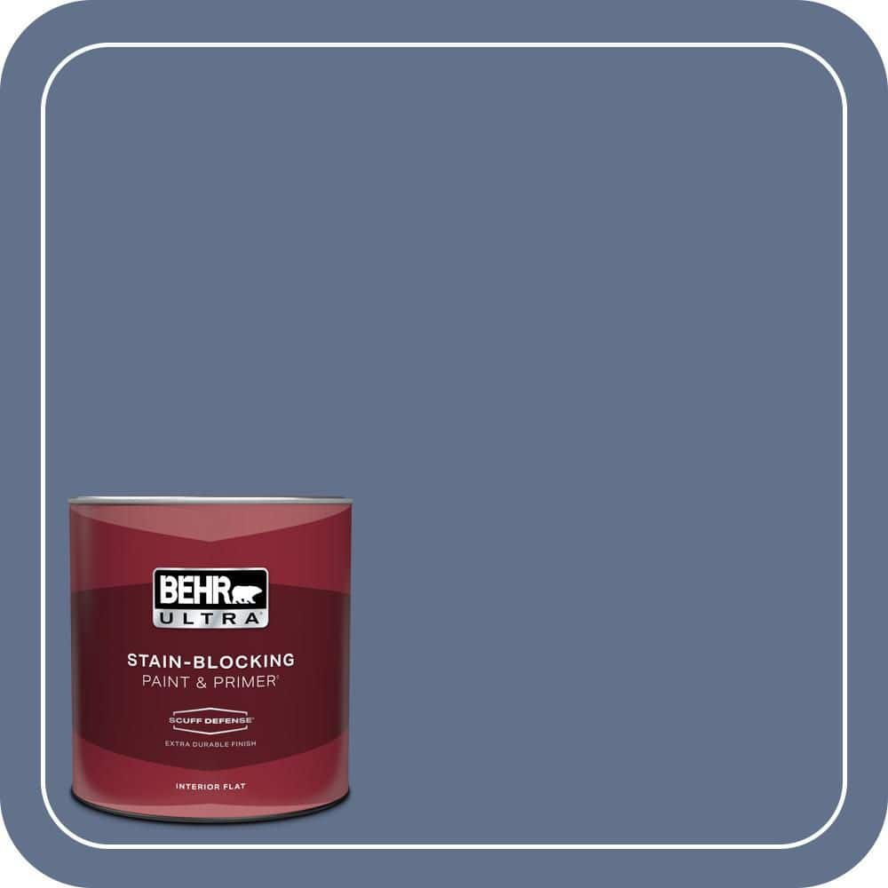 BEHR ULTRA 1 qt. #600F-6 Atlantic Blue Extra Durable Flat Interior Paint & Primer