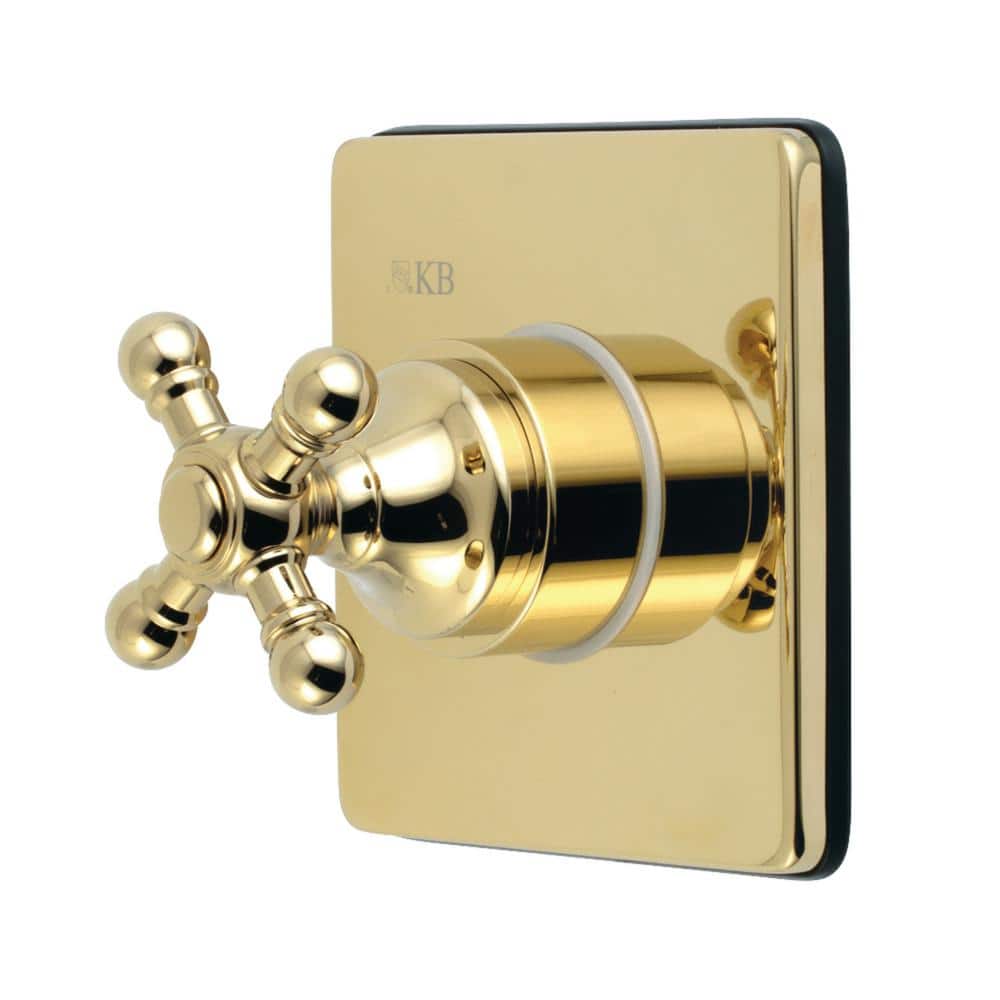 Kingston Brass Single-Handle 1-Hole Wall Mount Three-Way Diverter Valve with Trim Kit in Polished Brass (1)