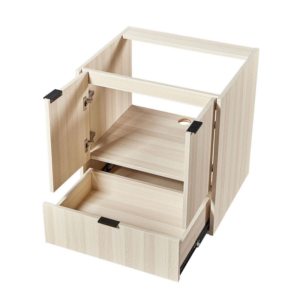 NexHome 24 in. Wall Mount Bath Vanity Cabinet without Top, Built-in Soft Close Drawer in White Oak (2)