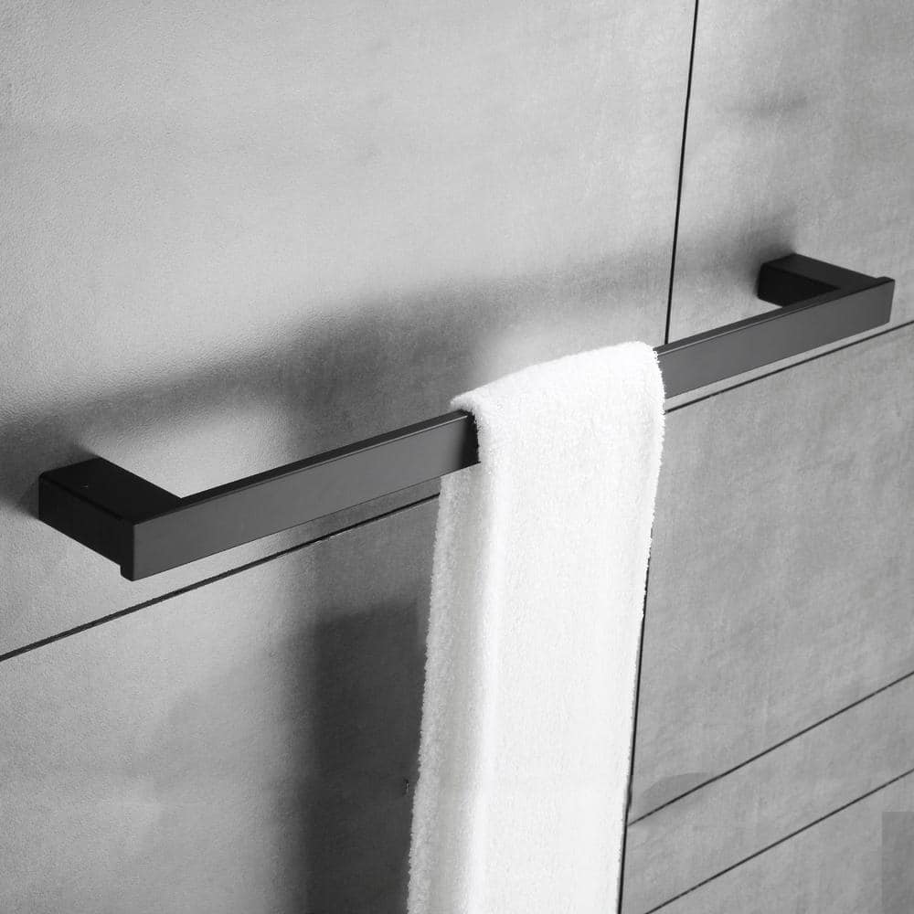 Unbranded 4-Piece Bath Hardware Set Included Hand Towel Holder, Toilet Paper Holder, Towel Bar/Rack, Towel/Robe Hook in Black (3)