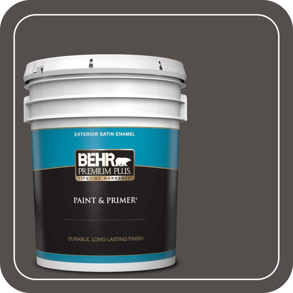 BEHR PREMIUM PLUS 5 gal. #PPU24-02 Berry Brown Satin Enamel Exterior Paint & Primer