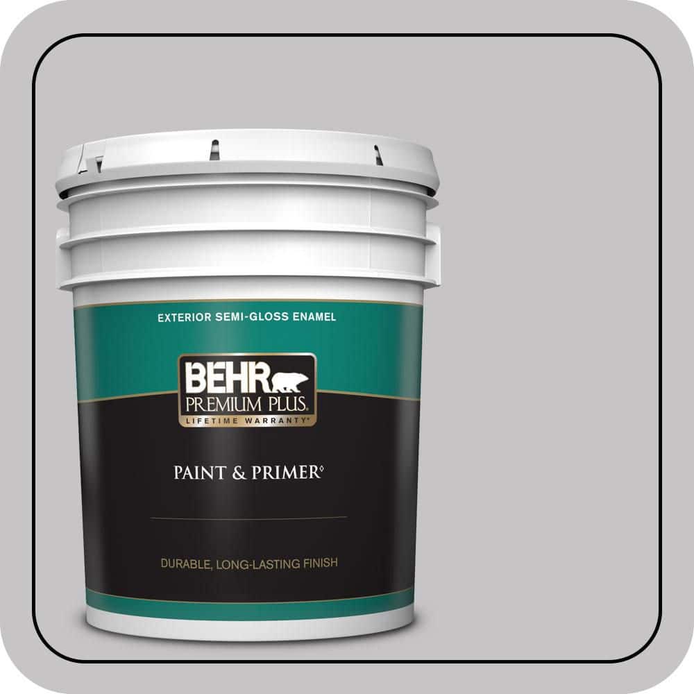 BEHR PREMIUM PLUS 5 gal. #T15-6 Dreamscape Gray Semi-Gloss Enamel Exterior Paint & Primer