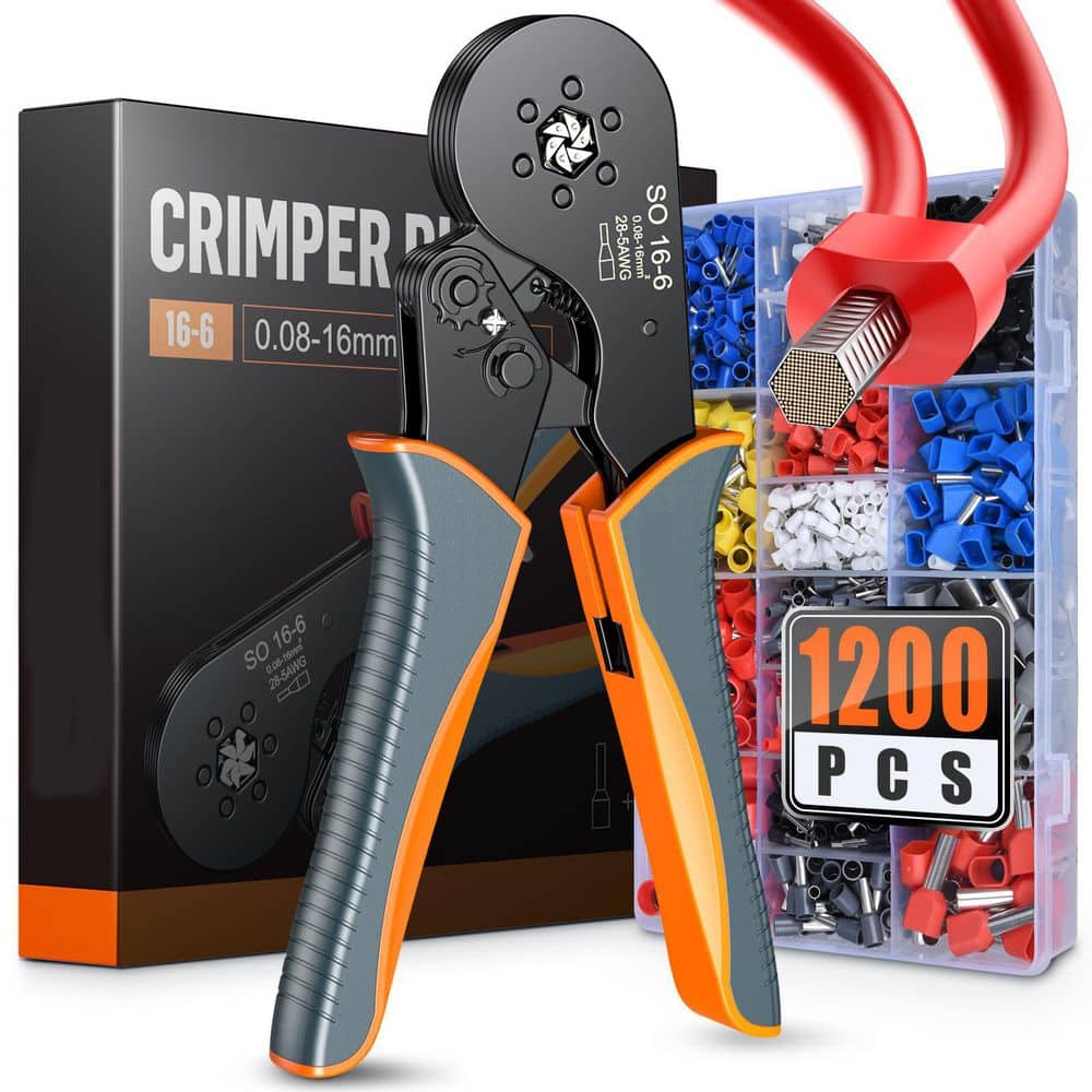 Unbranded Wire Ferrule Crimping Tool Self Adjustable Square Jaw Crimper for Insulated Uninsulated Terminals Cables (2)