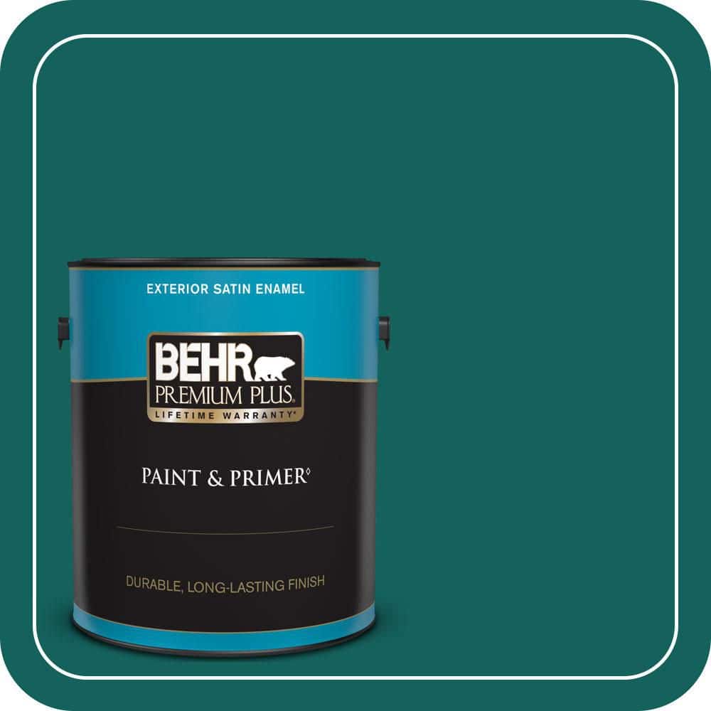BEHR PREMIUM PLUS 1 gal. #S-H-490 Billiard Table Satin Enamel Exterior Paint & Primer