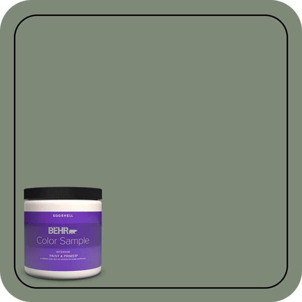 BEHR PREMIUM PLUS #N400-5 Thai Basil Flat Interior/Exterior Paint & Primer Color Sample (1)
