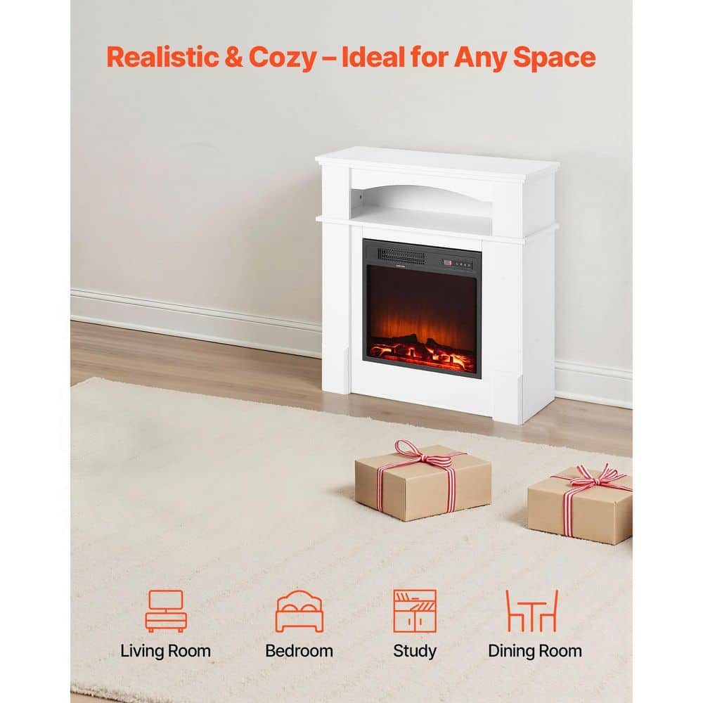 VEVOR 11.81in. Freestanding Fireplaces, 1500W 5120BTU Fake Electric Fireplace Stove Heater with Mantel, Overheating Protection (2)