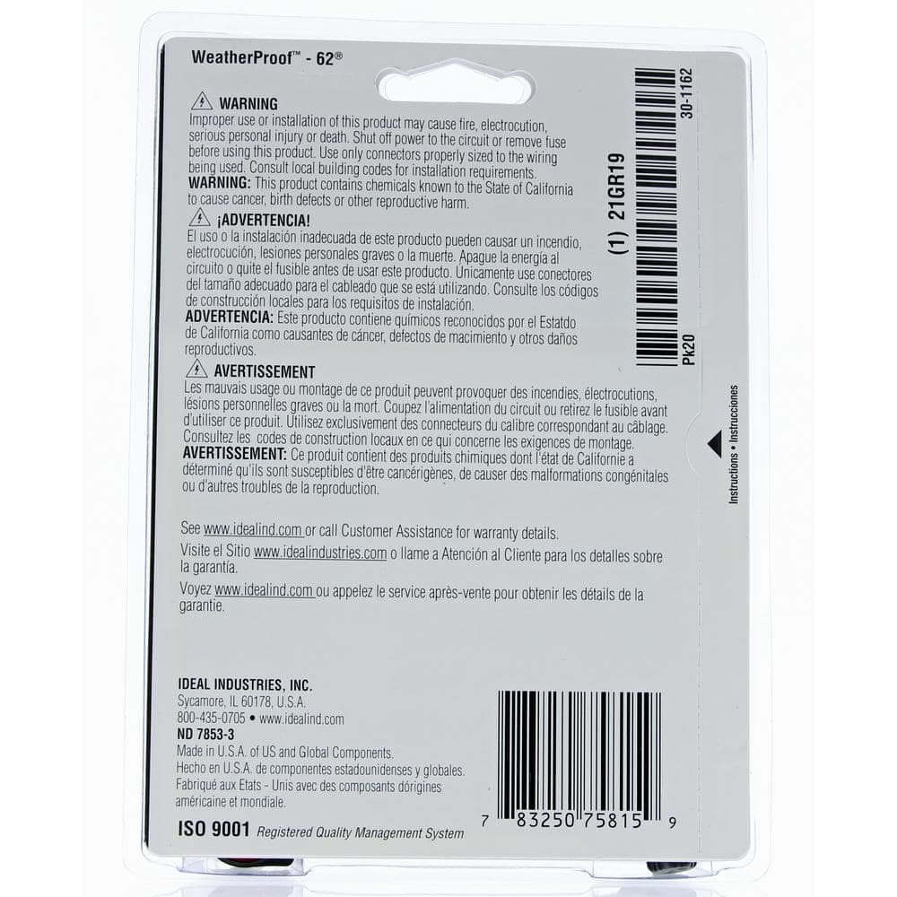 IDEAL Model 62, WeatherProof Wire Connector in Gray-Red (20 per Card) (2)