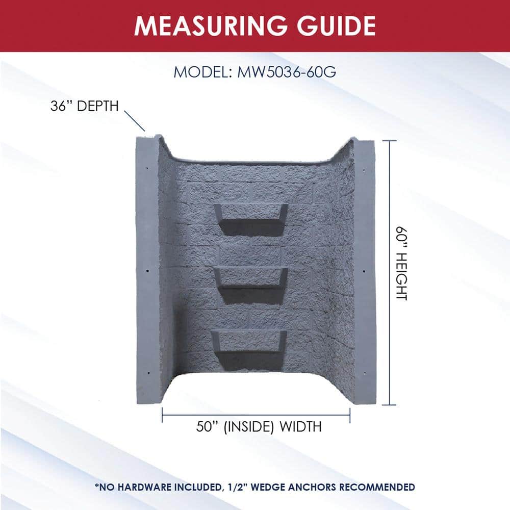 SHAPE PRODUCTS 50 in. W x 36 in. D x 60 in. H Block-Tex Fiberglass Egress Window Well (Slate) (2)