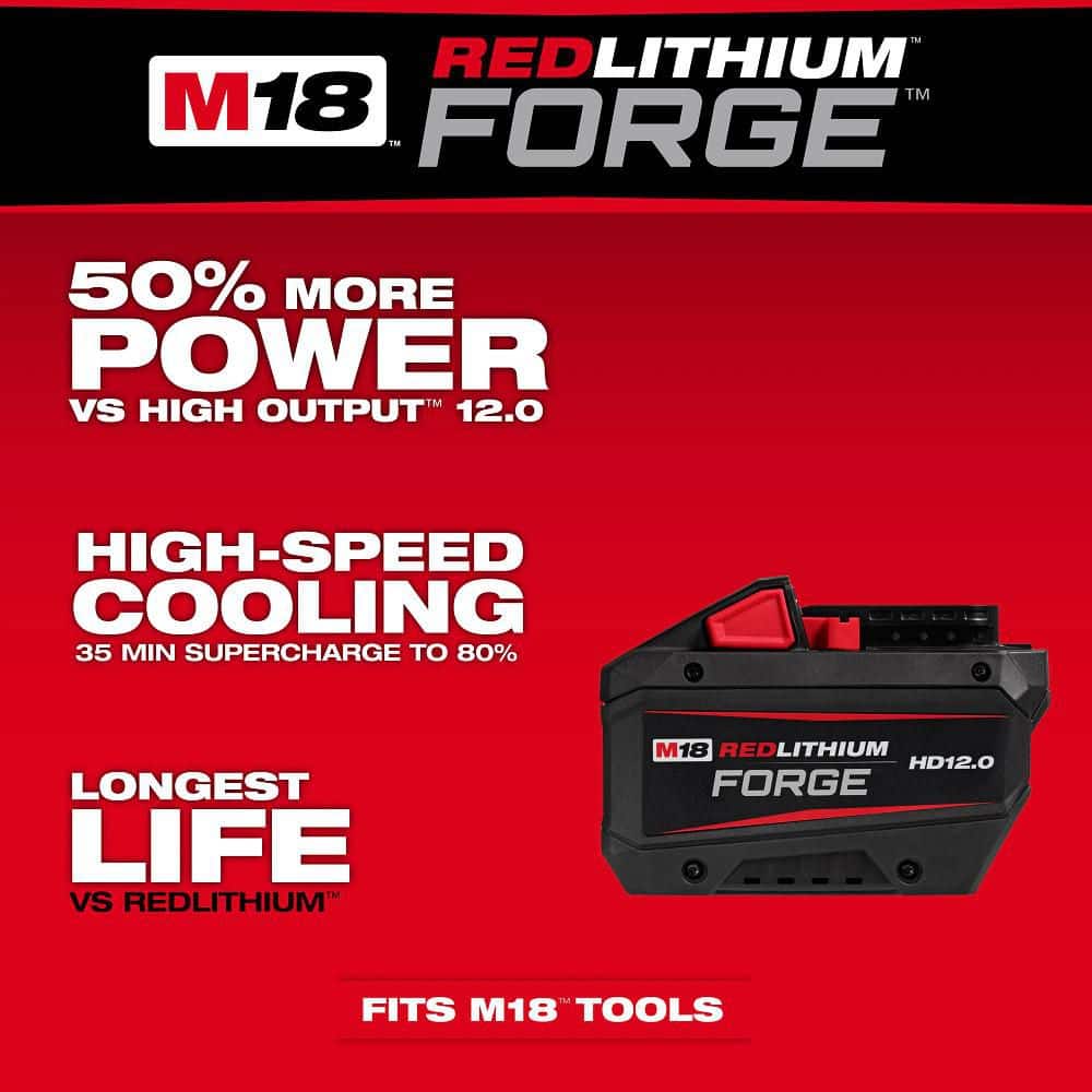 Milwaukee M18 18V Lithium-Ion REDLITHIUM FORGE HD 12.0 Ah Battery Pack (2-Pack) w/ M18 Inflator (3)