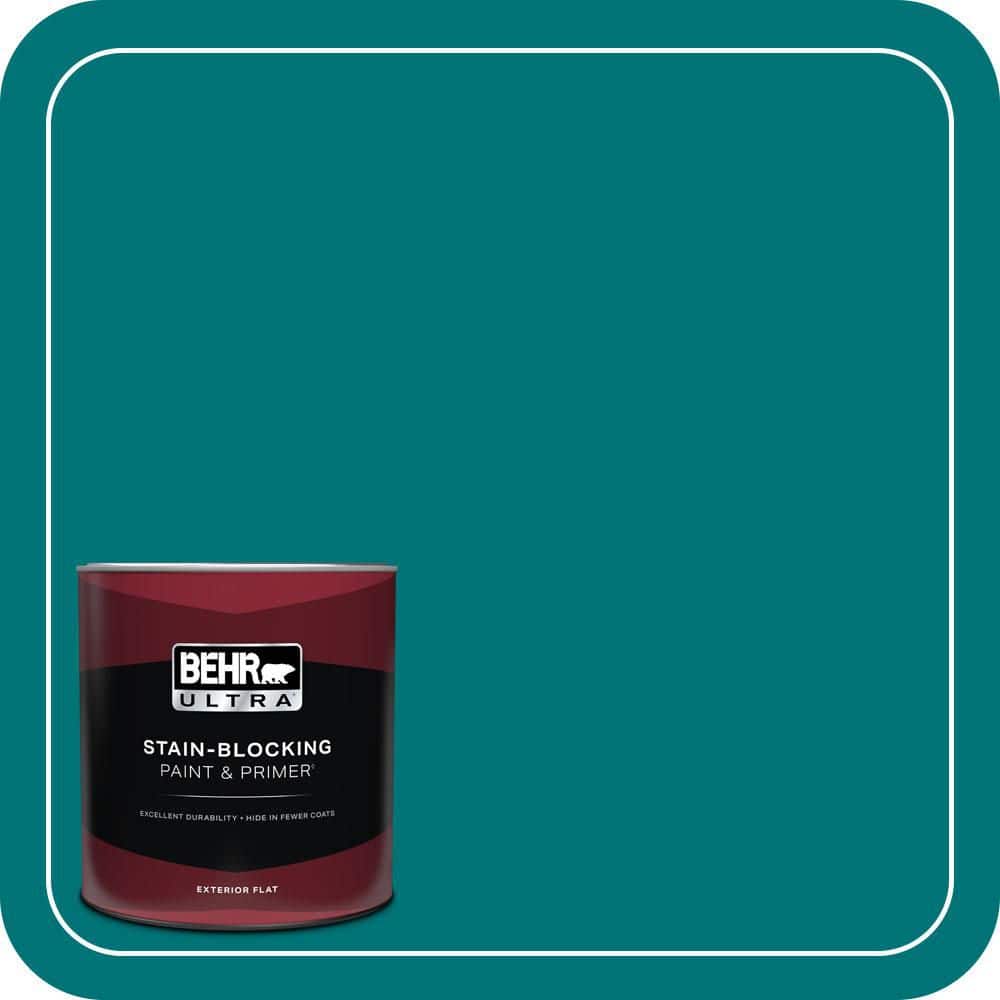 BEHR ULTRA 1 qt. #T15-3 Essential Teal Flat Exterior Paint & Primer