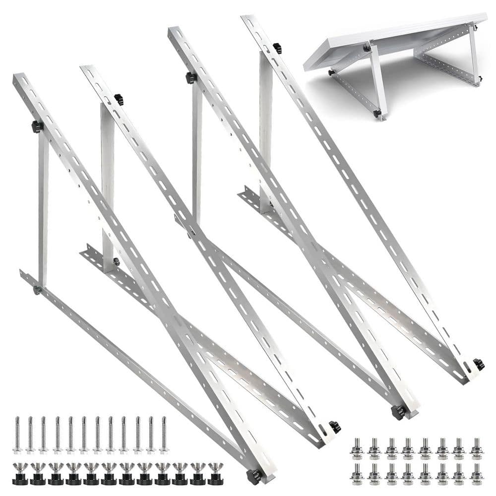 Laybus 2 Sets 45 in. x 0.12 in. Aluminum Alloy Roof Safety Tool Solar Panel Mount Brackets with Foldable Tilt Legs (1)