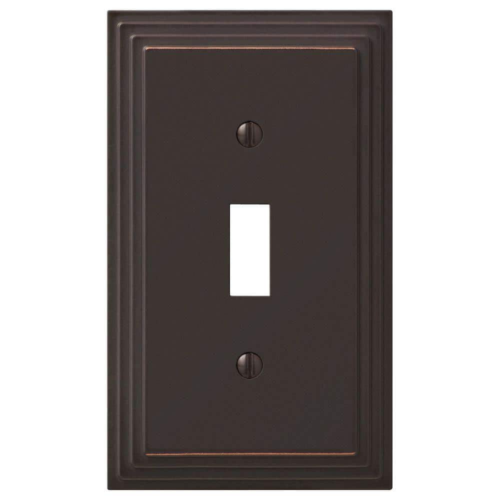 Hampton Bay Tiered 1 Gang Toggle Metal Wall Plate - Aged Bronze (1)