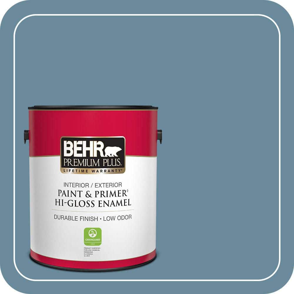 BEHR PREMIUM PLUS 1 gal. #550F-5 Winter Lake Hi-Gloss Enamel Interior/Exterior Paint & Primer