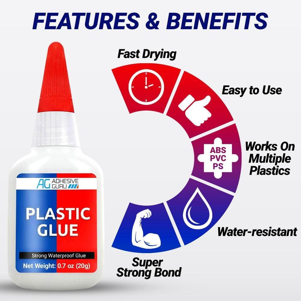 AG ADHESIVE GURU AG Plastic Glue-0.7 oz. Super Glue, Fast-Drying, Clear Strong Adhesive for Plastic Repairs, Models & Toys (1-Pack) (3)