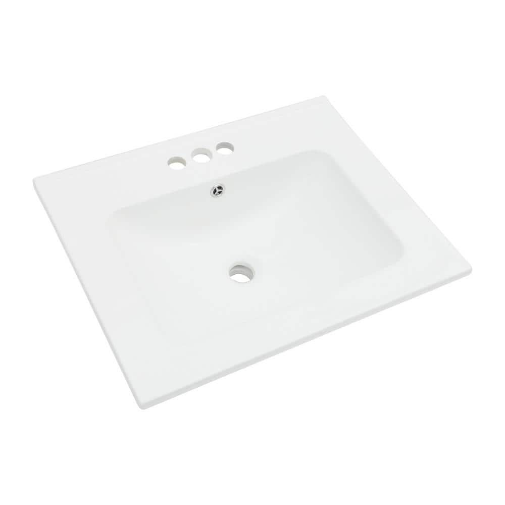Logmey 30 in. W 18 in. D Ceramic Rectangular Single Sink Bathroom Vanity Top