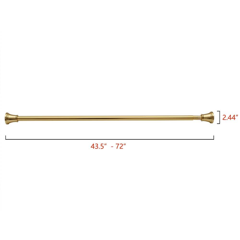 Utopia Alley Adjustable 72 in. Shower Curtain Tension Rod - Rustproof Alu with Shower Liner and Hooks, No Drill, Gold (2)