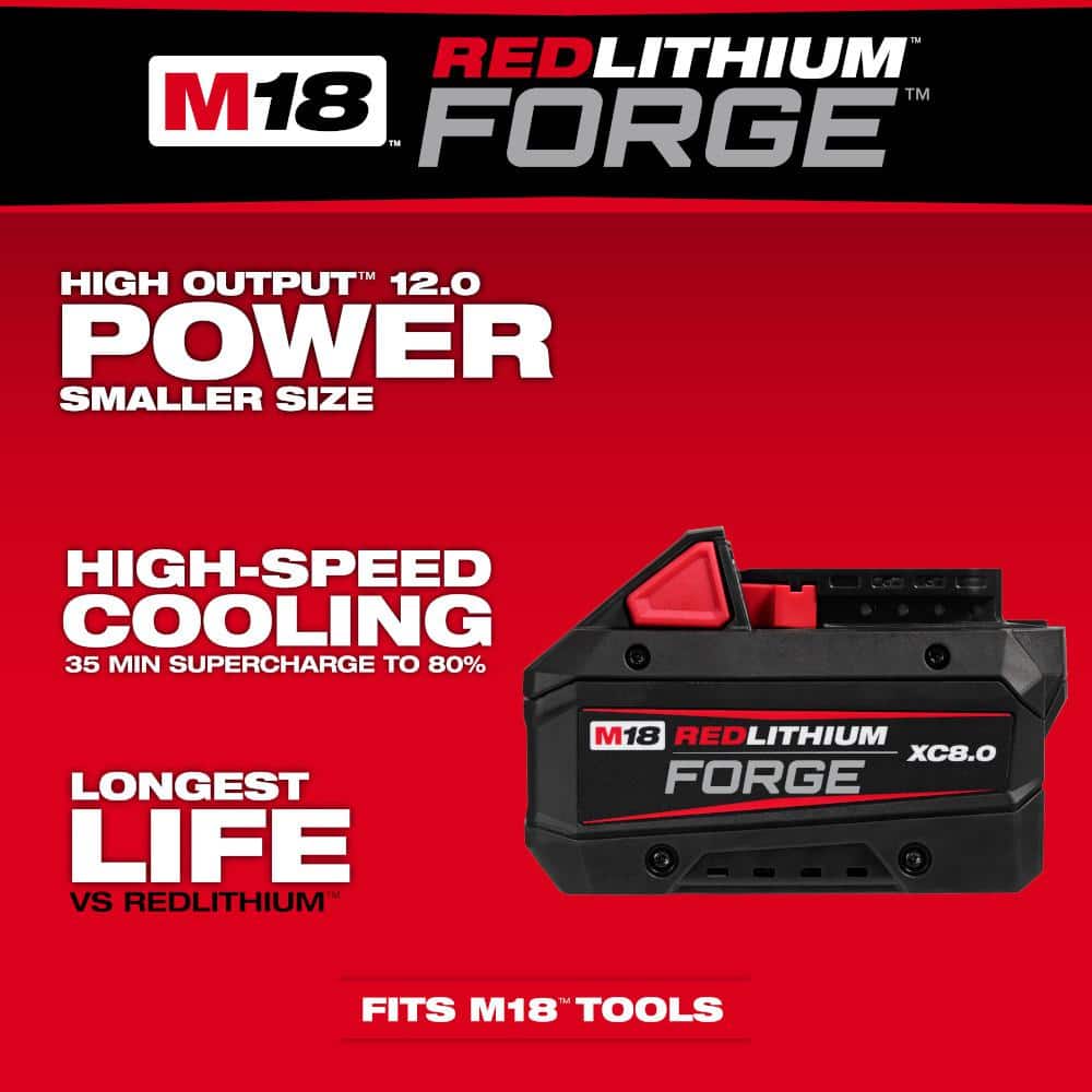Milwaukee M18 18-Volt Lithium-Ion REDLITHIUM FORGE Starter Kit with Two XC 8.0 Ah Battery and Dual Bay Rapid Charger (3)