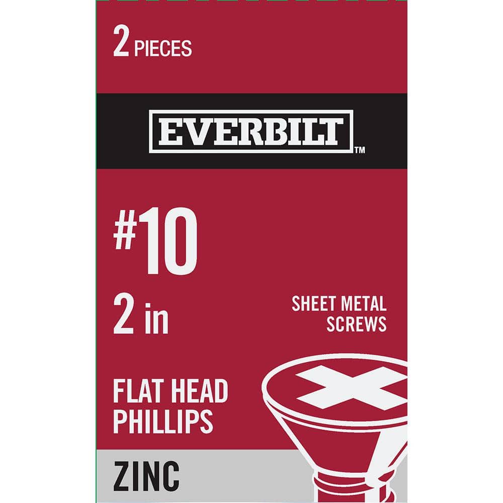 Everbilt #10 x 2 in. Phillips Flat-Head Sheet Metal Screws (2 Per Pack) (1)