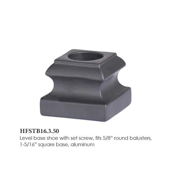 HOUSE OF FORGINGS Satin Black 16.3.50 Flat Base Shoes for 5/8 in. Round Monte Carlo Balusters (2)