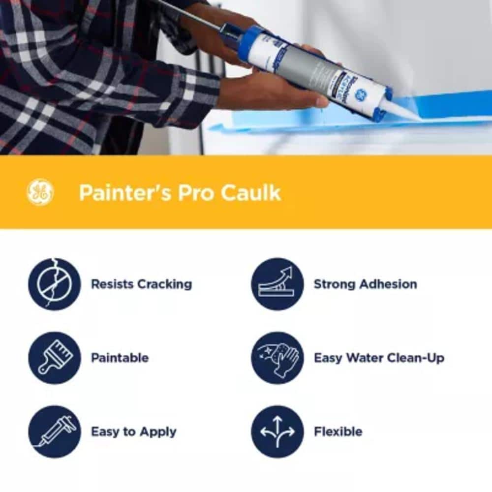 GE Painter's Pro 10.1 oz. Siliconized Acrylic Latex Caulk Windows, Doors, Trim, and Molding Clear (12-Pack) (2)