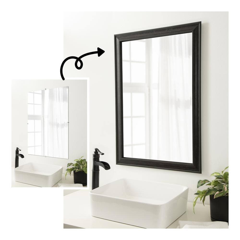 Amanti Art Mirror Makeover Shipwreck Black Narrow 43.25 in. W x 37.25 in. H Bathroom Mirror Frame Border Kit-Fits a 42 x 36 mirror (3)