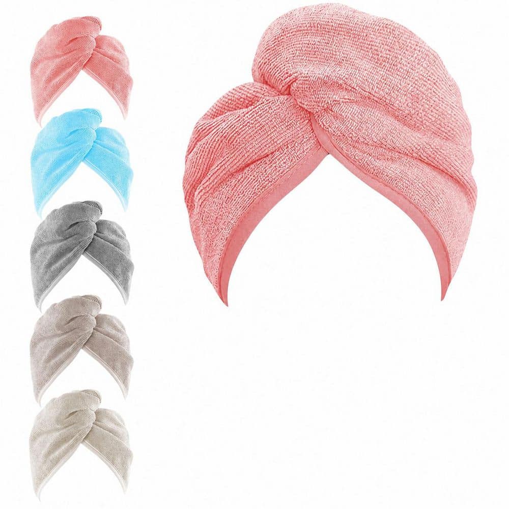 LAIFUCAM Multicolor Hair Towel Wrap 5 Pack Super Absorbent Quick Dry Microfiber Turban for All Hair Types Anti Frizz