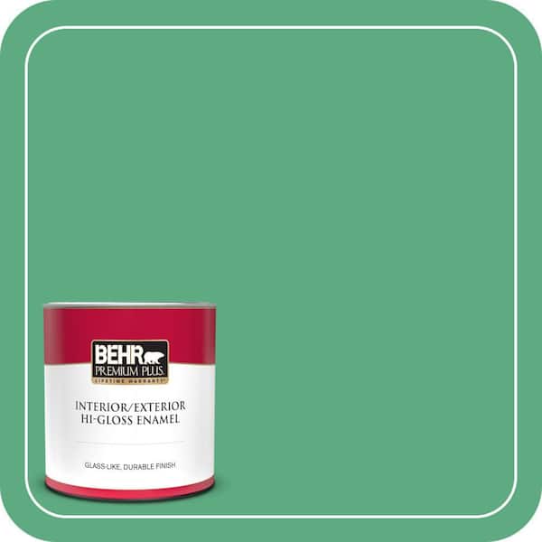 BEHR PREMIUM PLUS 1 qt. #T14-4 Edgewater Hi-Gloss Enamel Interior/Exterior Paint & Primer (2)