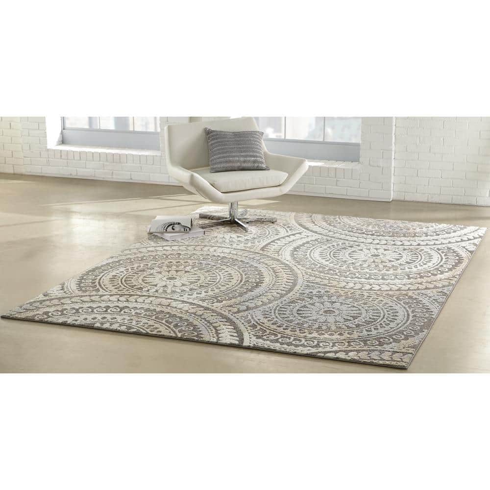 StyleWell Spiral Medallion 7 ft. x 9 ft. Gray Geometric Area Rug (3)