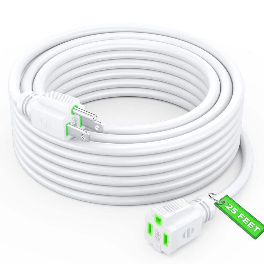 MAXIMM 25 ft. 16 / 3 Light Duty Indoor Extension Cord 13 Amps White with Green Indicators (1)