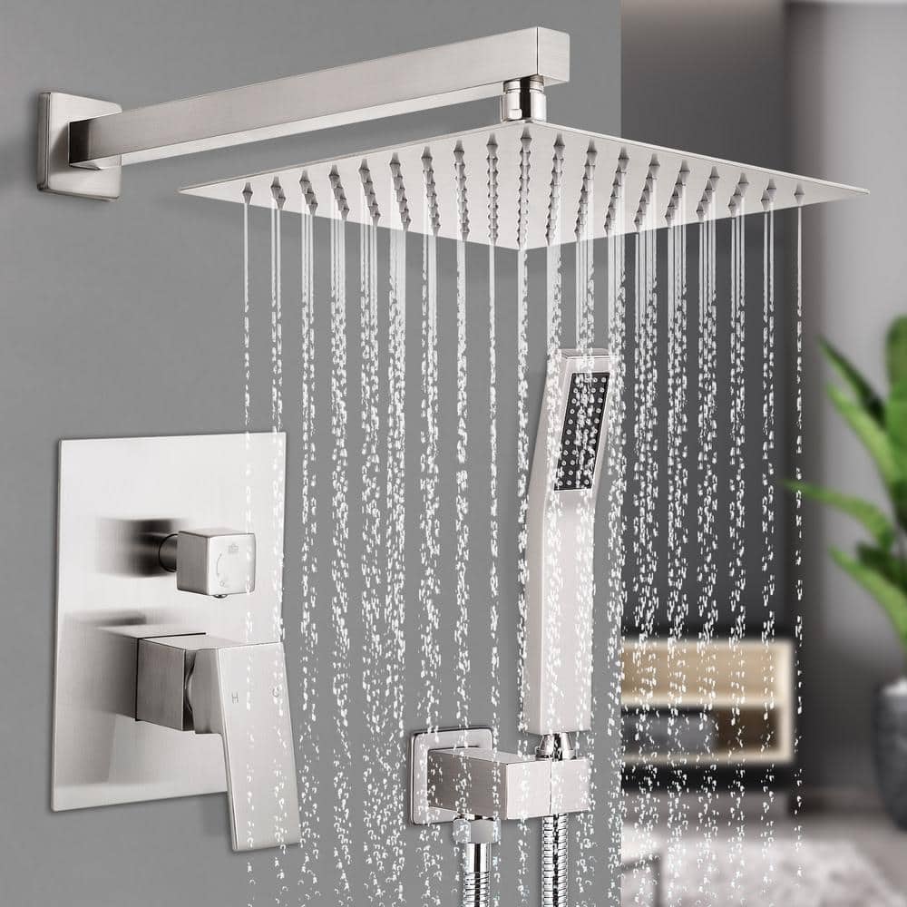 AKLFGN Single Handle 2-Spray Shower Faucet 2.5 GPM with Pressure Balance, Anti Scald in Brushed Nickel (3)